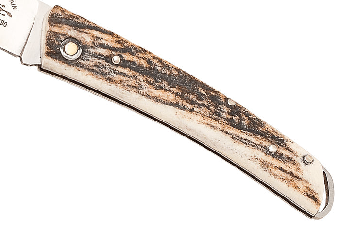 Couteau pliant Salamandra manche corne de cerf 9cm avec passe-lanière