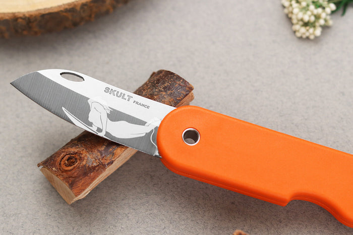 Couteau pliant Skult français éco-responsable La Surfeuse manche orange 10cm