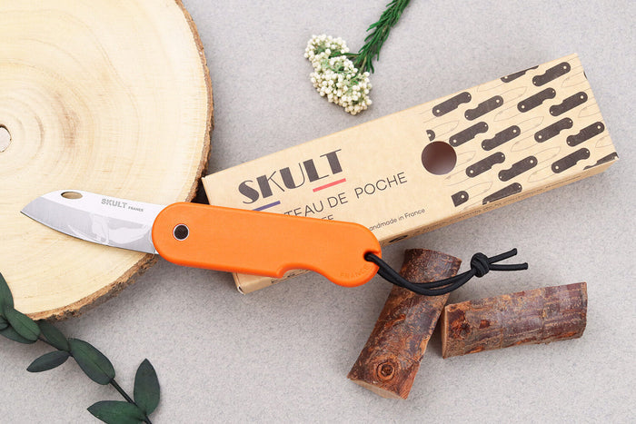 Couteau pliant Skult français éco-responsable La Surfeuse manche orange 10cm