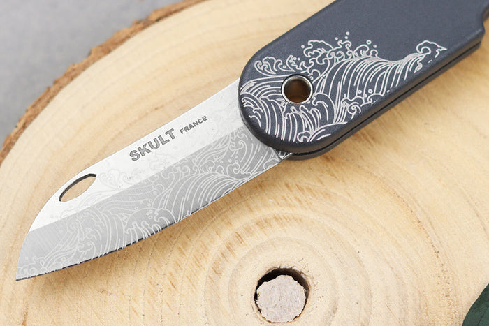 Couteau pliant Skult français éco-responsable La Vague manche gris 10cm