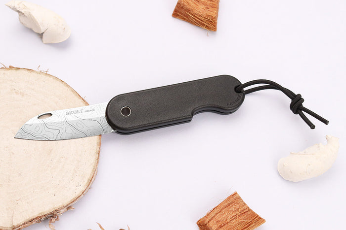 Couteau pliant Skult français éco-responsable Les Fonds Marins manche noir 10cm