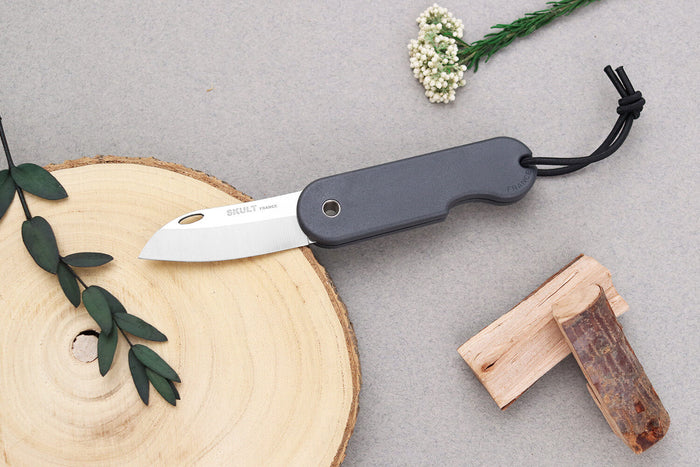 Couteau pliant Skult français éco-responsable manche gris 10cm