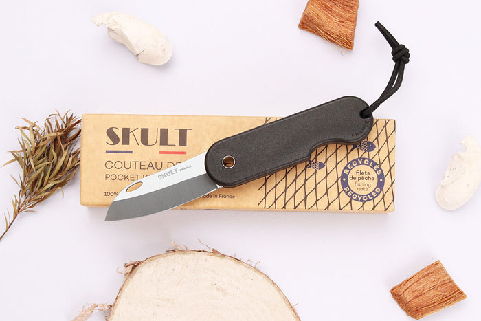 Couteau pliant Skult français éco-responsable manche noir 10cm