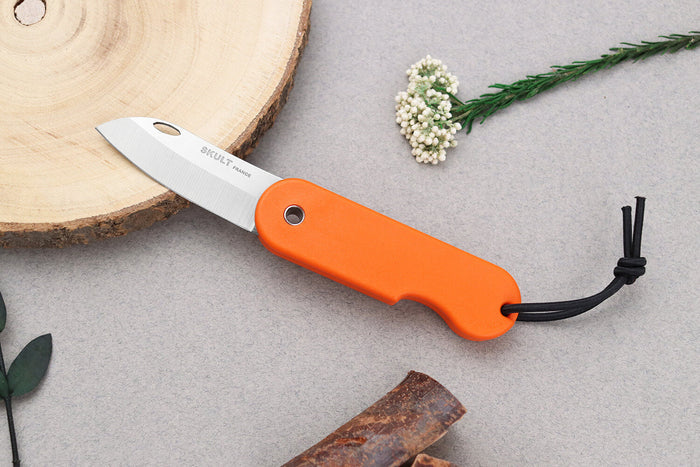 Couteau pliant Skult français éco-responsable manche orange 10cm