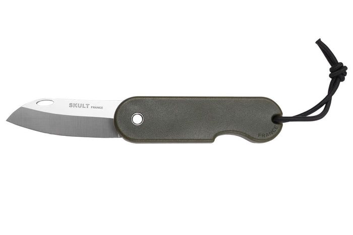 Couteau pliant Skult français éco-responsable manche vert 10cm