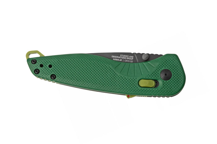 Couteau pliant SOG Aegis AT SGAEGISATTANTOFOMO manche en nylon/fibres de verre vert 12,7cm