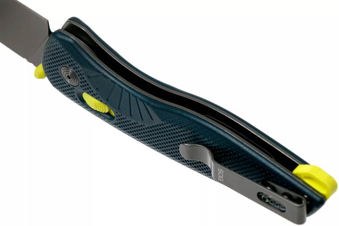 Couteau pliant SOG Aegis AT SGAEINAC manche en nylon/fibres de verre bleu 12,7cm