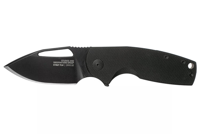 Couteau pliant SOG STOUT FLK SGSTOUTBK manche en acier inox/G10 noir 9,6cm