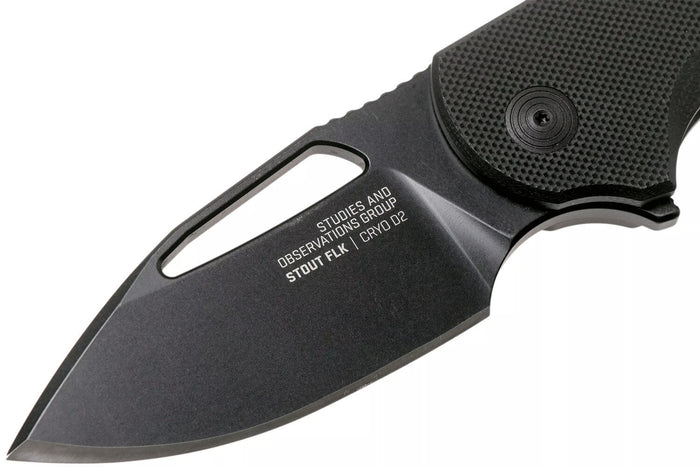 Couteau pliant SOG STOUT FLK SGSTOUTBK manche en acier inox/G10 noir 9,6cm