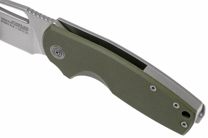 Couteau pliant SOG STOUT FLK SGSTOUTGR manche en acier inox/G10 olive 9,6cm