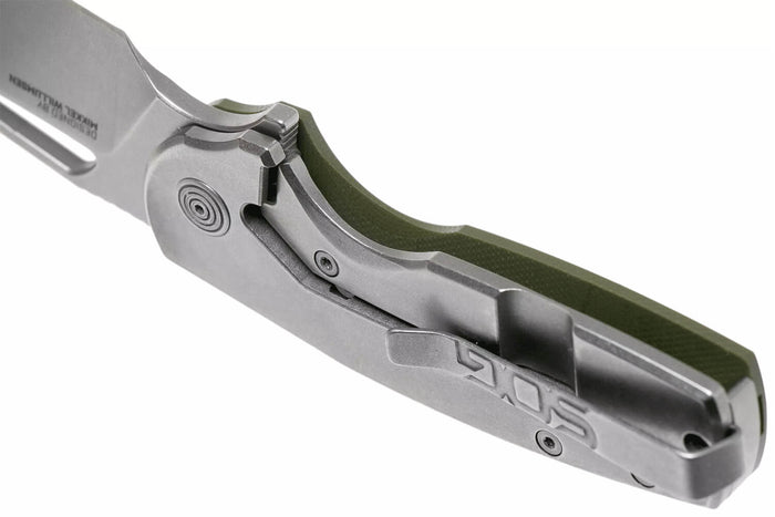 Couteau pliant SOG STOUT FLK SGSTOUTGR manche en acier inox/G10 olive 9,6cm