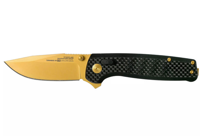 Couteau pliant SOG Terminus XR LTE GOLD SGTM1033 lame dorée manche G10/carbone 10,8cm noir