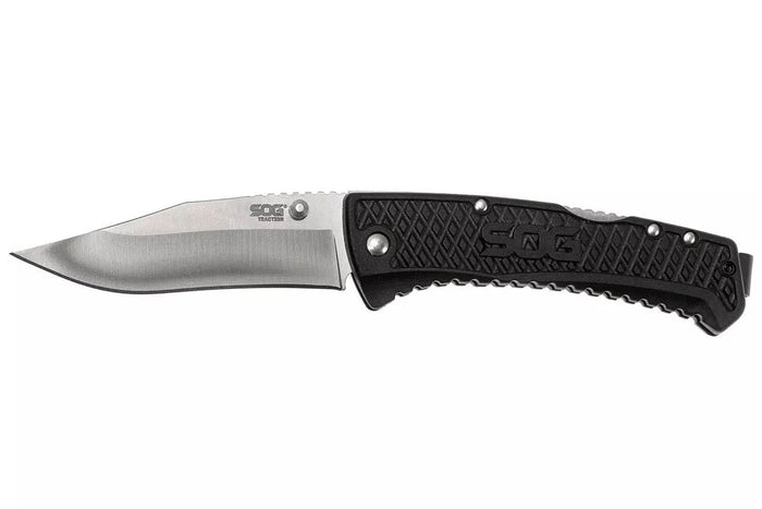 Couteau pliant SOG Traction SGTD1011 manche en nylon/fibres de verre noir antidérapant 11,4cm