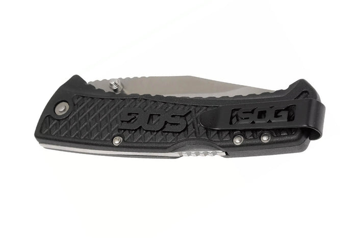 Couteau pliant SOG Traction SGTD1011 manche en nylon/fibres de verre noir antidérapant 11,4cm