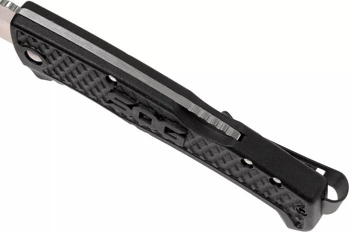 Couteau pliant SOG Traction SGTD1011 manche en nylon/fibres de verre noir antidérapant 11,4cm