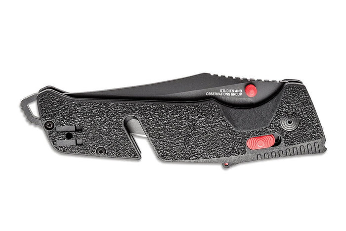Couteau pliant SOG Trident AT SGTRIDSBKR semi-denté manche en nylon/fibres de verre 13,5cm noir/rouge