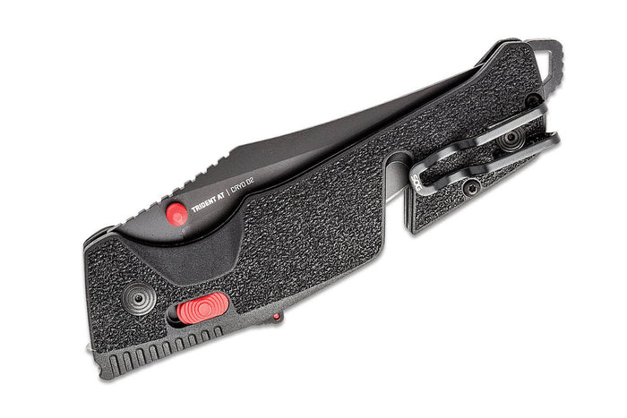 Couteau pliant SOG Trident AT SGTRIDSBKR semi-denté manche en nylon/fibres de verre 13,5cm noir/rouge