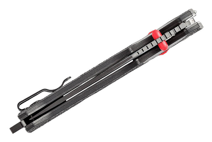 Couteau pliant SOG Trident AT SGTRIDSBKR semi-denté manche en nylon/fibres de verre 13,5cm noir/rouge