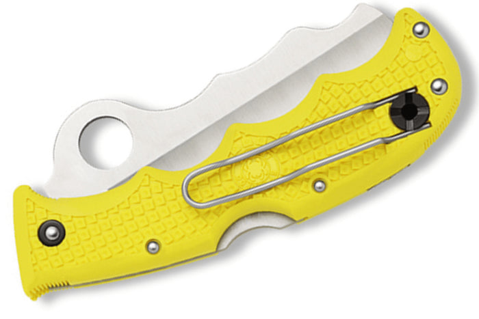 Couteau pliant Spyderco Assist C79PSYL semi-denté manche en nylon/fibre de verre jaune 12,4cm