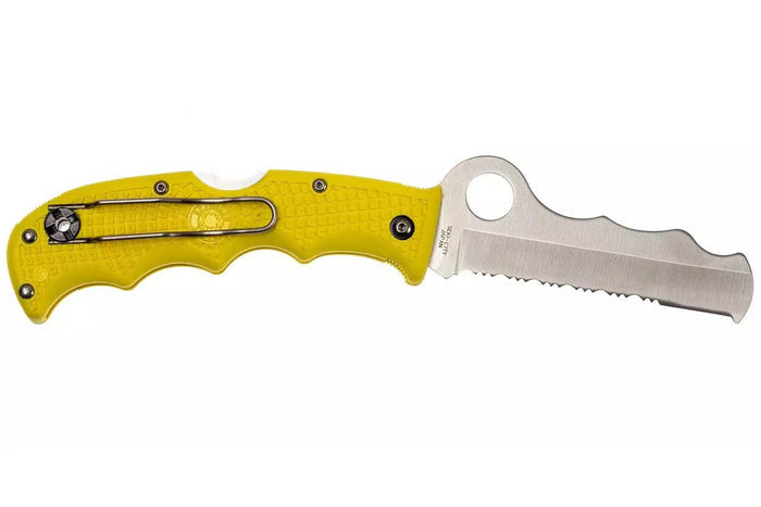 Couteau pliant Spyderco Assist C79PSYL semi-denté manche en nylon/fibre de verre jaune 12,4cm