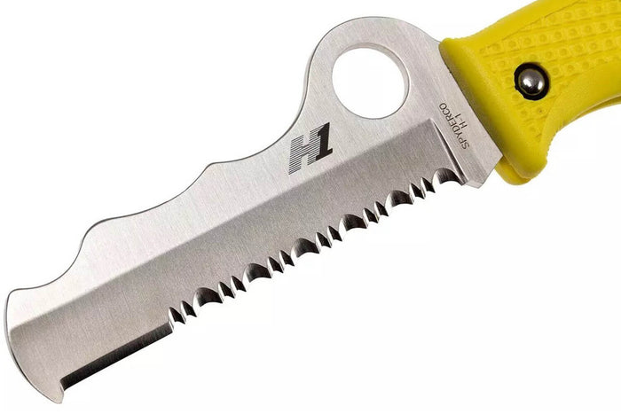 Couteau pliant Spyderco Assist C79PSYL semi-denté manche en nylon/fibre de verre jaune 12,4cm