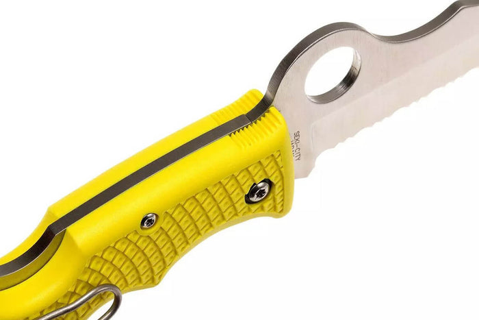 Couteau pliant Spyderco Assist C79PSYL semi-denté manche en nylon/fibre de verre jaune 12,4cm