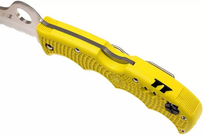 Couteau pliant Spyderco Assist C79PSYL semi-denté manche en nylon/fibre de verre jaune 12,4cm