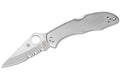 Couteau pliant Spyderco Delica 4 C11PS lame semi-dentée manche inox 10,7cm