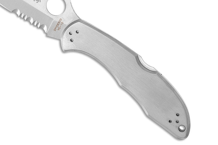 Couteau pliant Spyderco Delica 4 C11PS lame semi-dentée manche inox 10,7cm
