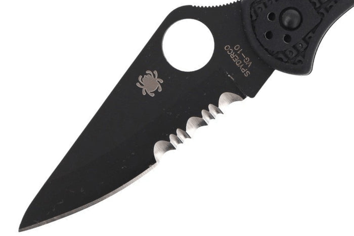 Couteau pliant Spyderco Delica 4 C11PSBBK semi denté manche nylon/fibre de verre noir 10,8cm