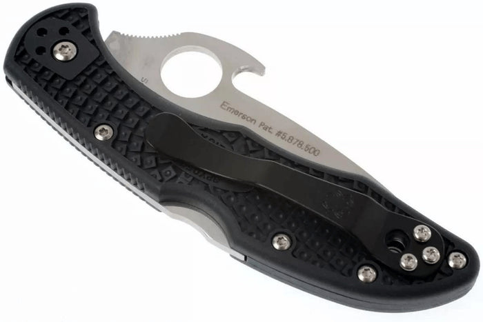 Couteau pliant Spyderco Delica 4 Wave C11PGYW manche fibre de verre noir 10,8cm