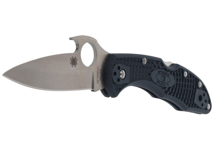 Couteau pliant Spyderco Delica 4 Wave C11PGYW manche fibre de verre noir 10,8cm