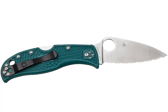 Couteau pliant Spyderco LeafJumper C262SBLK390 lame dentée manche nylon / fibre de verre bleu 11,3cm