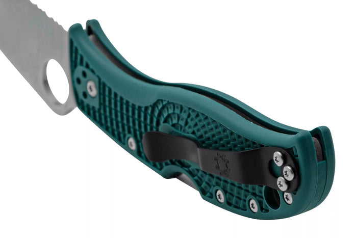 Couteau pliant Spyderco LeafJumper C262SBLK390 lame dentée manche nylon / fibre de verre bleu 11,3cm