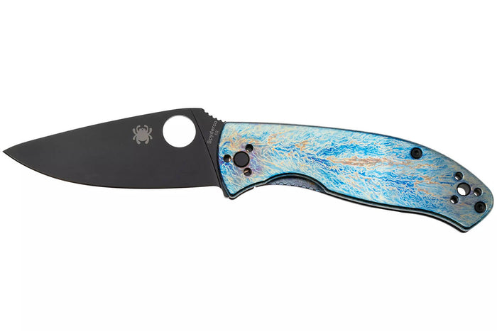 Couteau pliant Spyderco Tenacious C122TIBLBKD2P manche 11,1cm en titanium bleu