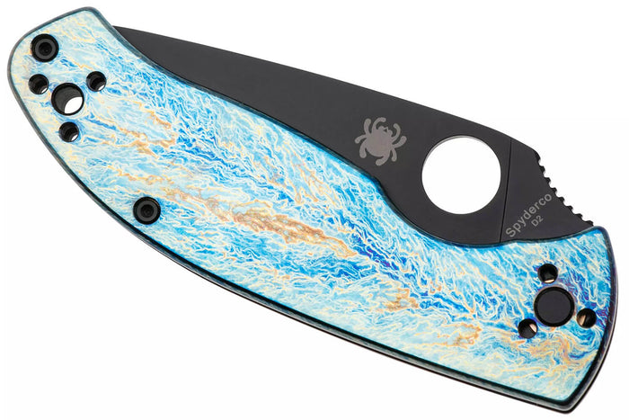 Couteau pliant Spyderco Tenacious C122TIBLBKD2P manche 11,1cm en titanium bleu