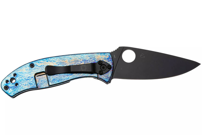 Couteau pliant Spyderco Tenacious C122TIBLBKD2P manche 11,1cm en titanium bleu
