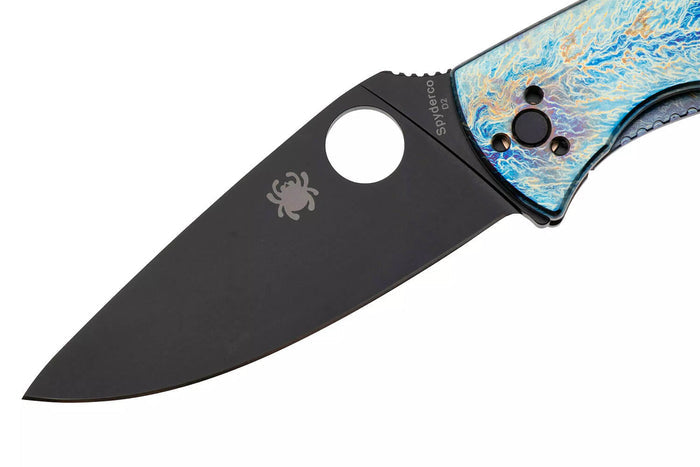 Couteau pliant Spyderco Tenacious C122TIBLBKD2P manche 11,1cm en titanium bleu
