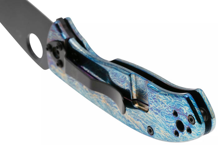 Couteau pliant Spyderco Tenacious C122TIBLBKD2P manche 11,1cm en titanium bleu