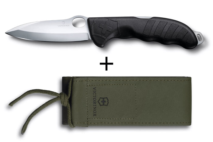 Couteau pliant Victorinox Hunter Pro M One Hand manche polyamide noir 13,6cm + étui toile kaki
