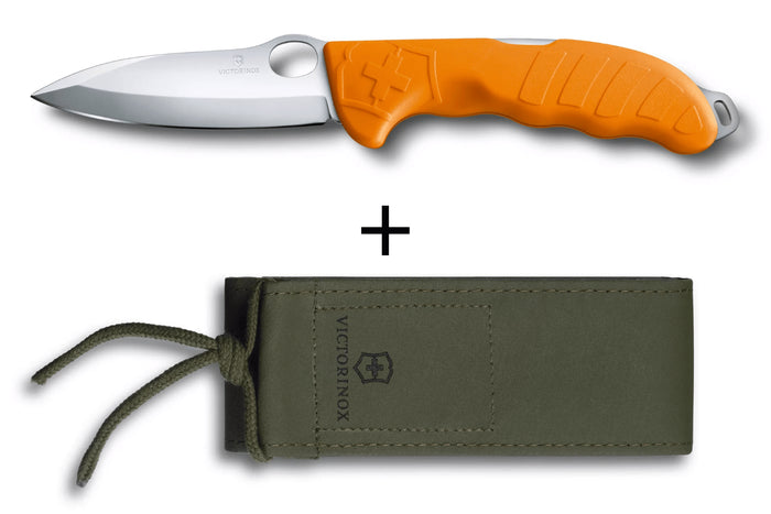 Couteau pliant Victorinox Hunter Pro M One Hand manche polyamide orange 13,6cm + étui toile kaki