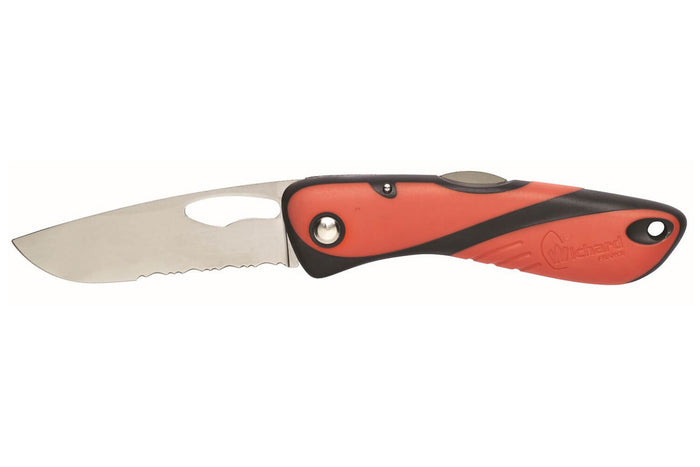Couteau pliant Wichard Offshore 10129 lame semi-crantée avec démanilleur manche orange