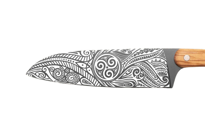 Couteau sankai Deejo Triskell 17cm manche en bois d'olivier