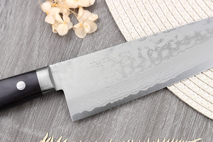 Couteau santoku 16,5cm japonais artisanal Masutani VG10 Damas