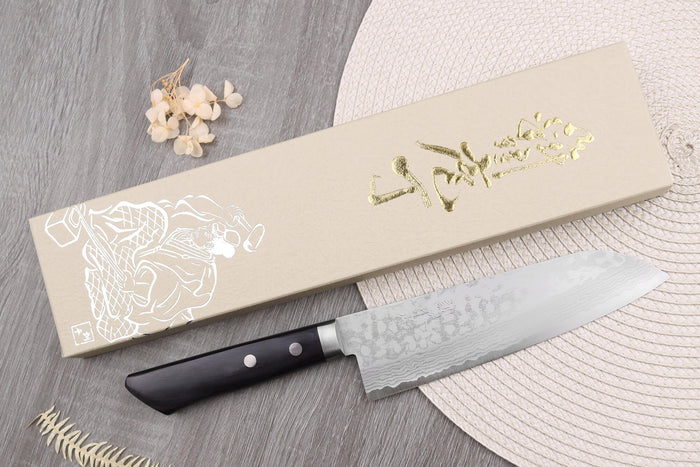 Couteau santoku 16,5cm japonais artisanal Masutani VG10 Damas