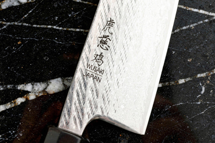 Couteau santoku 16,5cm japonais artisanal Wusaki Kuronawa G3 damas