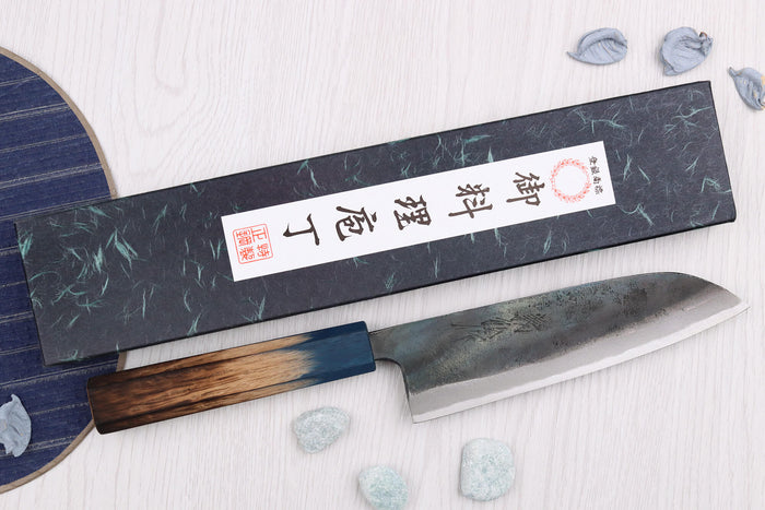 Couteau santoku 16,5cm japonais artisanal Yoshihiro Rugged Black