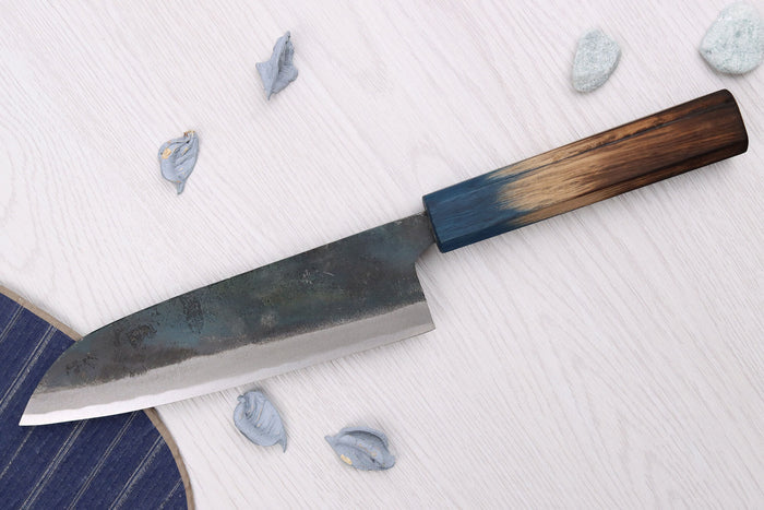 Couteau santoku 16,5cm japonais artisanal Yoshihiro Rugged Black