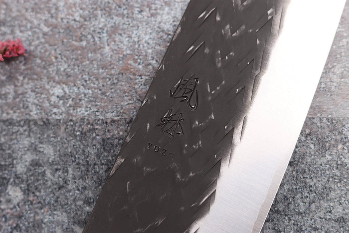 Couteau santoku 16,5cm japonais artisanal Yuzo Black SLD ébène et cognassier