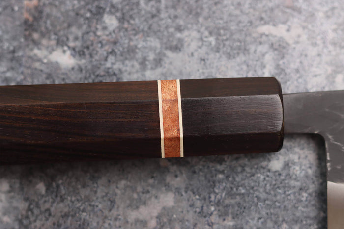 Couteau santoku 16,5cm japonais artisanal Yuzo Black SLD ébène et cognassier